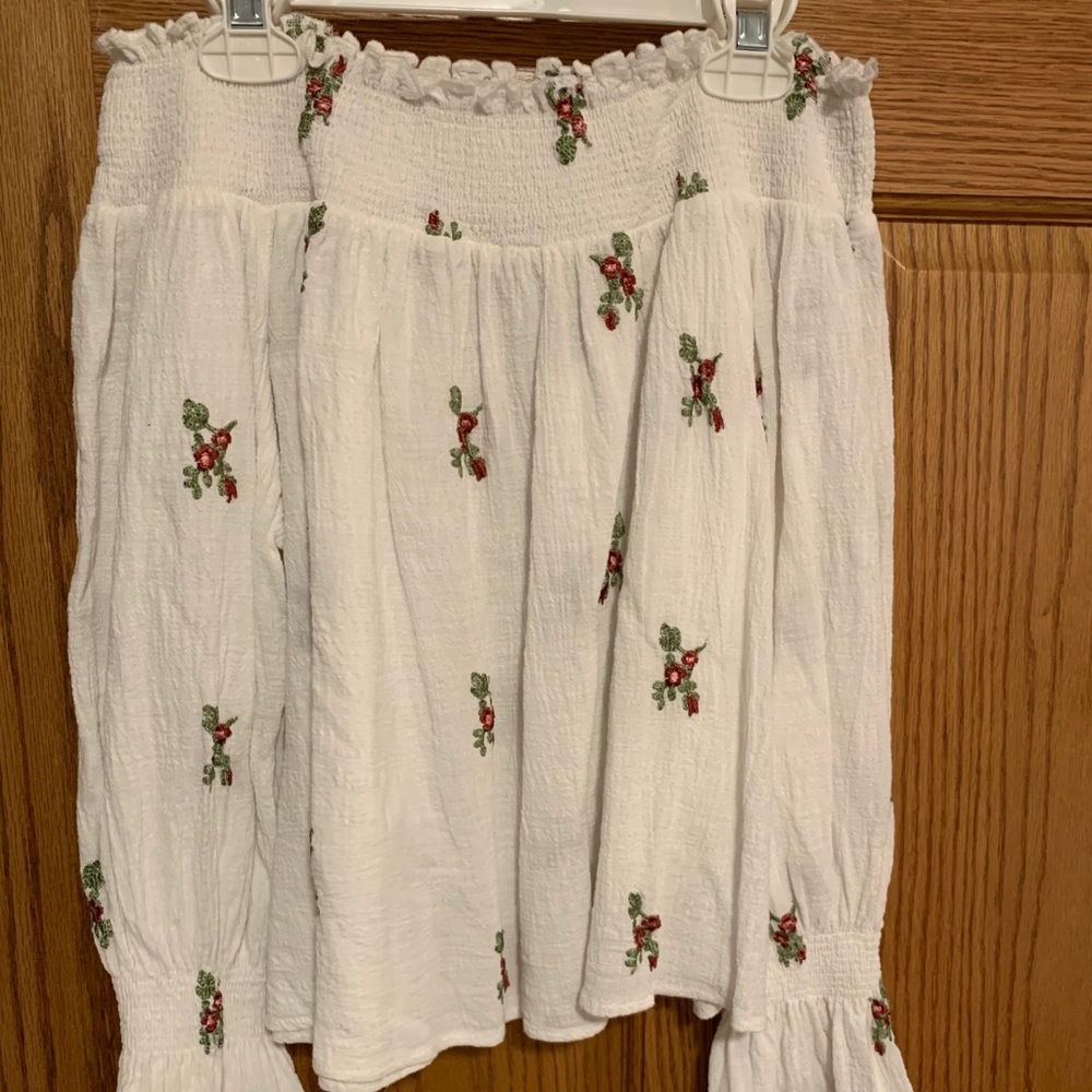 Floral off the shoulder shirt